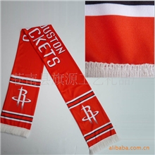 供应火箭队针织涤纶面料球队围巾篮球拉拉队球迷围巾来图定做
