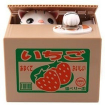 正版时尚超萌偷钱猫储钱罐大号存钱罐创意储蓄罐可爱吃钱猫光棍节