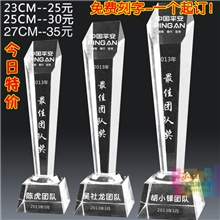 新款浦江水晶奖杯厂家批发定制奖牌定做公司单位比赛颁奖品刻字