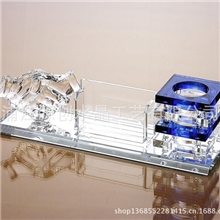 个性定做企业开业庆典礼品水晶笔筒握手三件套水晶摆件
