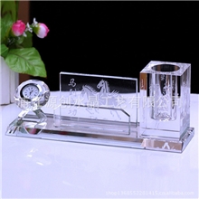 水晶办公用品/商务送礼/纪念品/水晶笔筒/水晶三件套刻LOGO