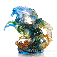 马年腾达四海古法琉璃创意家居商务礼品高档大件琉璃工艺品摆件
