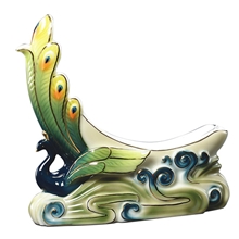 台湾阿法瓷陶瓷底座批发水晶奖杯奖牌孔雀陶瓷底座家居摆件