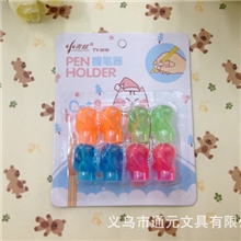 厂家直销小青蛙铅笔握笔器矫正握姿软胶握笔套吸卡8个装练字