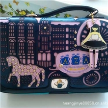 欧美学院风王子横款转锁卡通书包横款百搭卡通学生单肩斜挎手提包