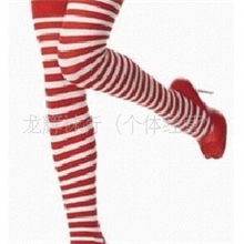 圣诞大腿袜/多色相间彩条袜/双针彩棉袜