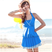 时尚优雅青春靓丽温泉女游泳衣海韵星连体加肥加大