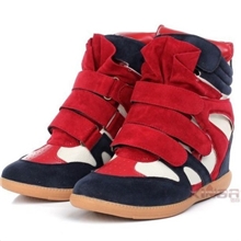 刘嘉玲同款内增高休闲鞋女鞋高帮鞋女韩版潮20130220红蓝白