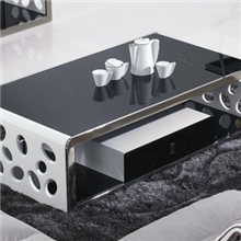 供应高档电视茶几茶台TV柜双层地柜10mm钢化玻璃茶几