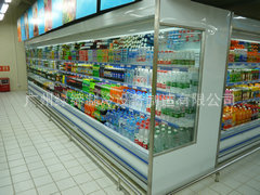 绿缔厂家直销15米长大型超市分体机饮料牛奶保鲜风幕柜现场直拍