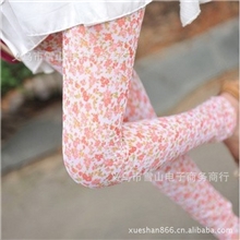 韩版夏季百搭小碎花超薄打底裤印花网纱九分裤打底裤批发c0317