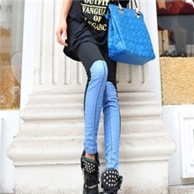 韩版爆款九分拼色条全棉时尚打底裤九分裤批发厂家直销c213