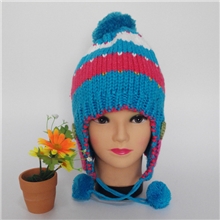 冬季潮帽三球花朵女士潮帽冬天女士新款针织毛线帽流行帽子批发