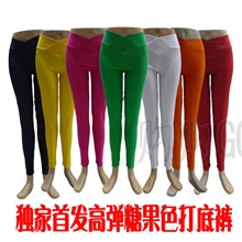新款高腰时尚打底裤百搭糖果多色九分裤高弹力铅笔裤厂家直销