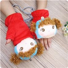 新款韩版手套吉宝卡通手套时尚翻盖两用手套女生冬季保暖手套