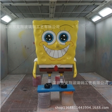 经典卡通人物雕塑海绵宝宝玻璃钢雕塑可做商场美陈造型装饰