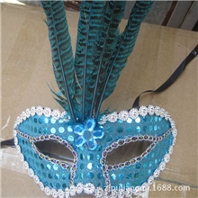 【热销新品】厂家直销威尼斯面具平头亮片围边眼线羽毛面具
