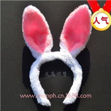 供应毛绒兔耳朵17cm蝴蝶结米奇米尼发箍韩版发饰头饰cos兔子