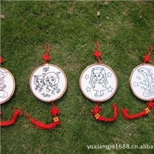 金粉画厂家直销中号中国结双面图案金粉画批发直径约22.5