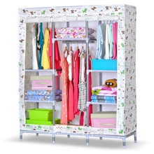 升级版！索尔诺加固加粗25mm钢管牛津布衣橱简易布衣柜防潮收纳柜