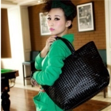批发直销原单韩版大容量PU编织包手袋单肩休闲包2013新款女包