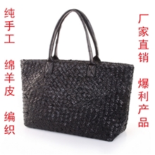 【VIP批发】真皮女包厂家BV编织女包绵羊皮编制包大牌包包