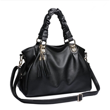 厂家直销新款褶皱把流苏女包高档PU女士休闲包单肩斜跨手提女包