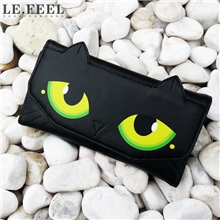 欧美风创意猫眼女士真皮钱包新款长款钱包手拿包女广州批发