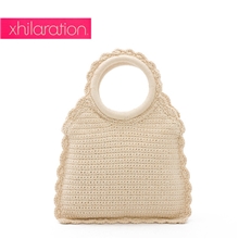 批发外贸原单纯色毛线包编织手提包复古手拎包针织小手包