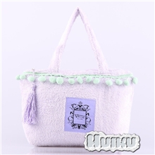 亏本处理日本订单超柔毛绒手拎包紫色手提包日杂附录流苏包