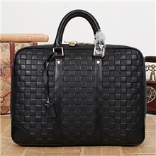 L家男包2013新款厂家直销真皮男士手提包方格80399-1B黑色原版皮