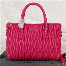 miu新款女士手腕包手提包原版皮高档包包褶皱女包8018玫红羊皮