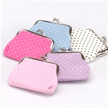 混批现货供应女士田园布艺小圆点零钱包&middot;口金包