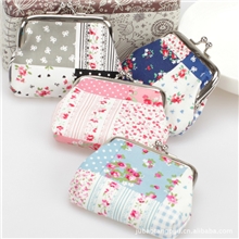 义乌聚包堂小清新韩版田园布艺小碎花零钱包批发可当圣诞小礼品