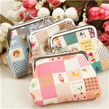 混批现货供应韩版田园布艺碎花卡通格子花布零钱包
