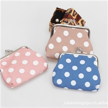 现货混批供应波点大圆点布艺零钱包口金包可当婚庆淘宝小礼品