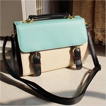 878#2013拼色新款韩版时尚撞色邮差包单肩斜挎女包