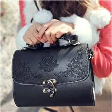 一件代发潮女巫复古时尚定型小包韩版手提单肩斜跨包雕花箱女包