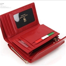 韩国omnia正品系列桃心暗纹镀金镶钻搭扣中短款女士钱包