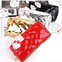 时尚创意多能能菱格纹蝴蝶结韩版fromb化妆盒包化妆盒