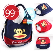 新款外贸大嘴小猴时尚撞色帆布单肩斜挎包