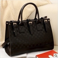 新款韩版时尚潮包格纹单肩包手提斜挎包棋盘格女包