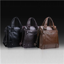 威登保罗精品PU男包竖款手提单肩包纯色休闲商务两用包6001-2