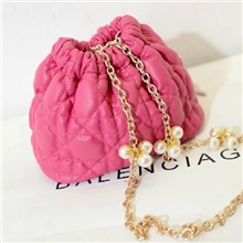 迷你福袋新款韩版女包水桶包菱格复古链条单肩包珍珠小福袋现货