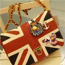 时尚包批发女包1392英国米字旗海军勋章英伦风链条包包英伦风欧美