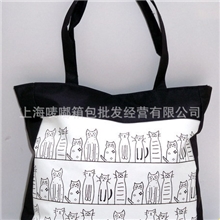 百元混批发5.5元新款小猫排排站帆布包