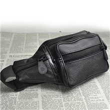 真皮腰包批发牛皮时尚男士包户外胸包包可放矿泉水Y030-2