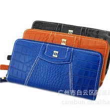 精致汽车礼品拉链小皮件真皮钱包批发鳄鱼纹单拉链钱包