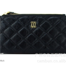 [厂家供应]女士长款钱包低价批发刺绣格纹卡包