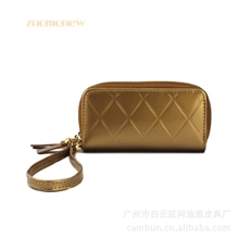 多功能钥匙包pu钥匙包经典菱形漆皮小双拉